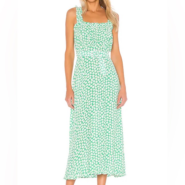 Faithfull The Brand Saint Tropez Belted Cora Floral Green Maxi Dress